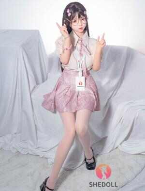 制服の眼鏡メイドスタッフ衣装 148cm - Dカップ ドール - ピンク リアルシリコン